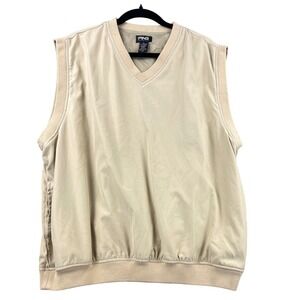 Vintage Ping Golf Vest Mens XL Beige Exc V-Neck Windbreaker Pullover Pocketed